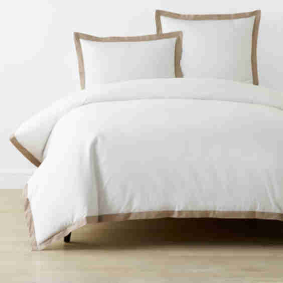 Solid Border Classic Cool Cotton Percale Duvet Cover