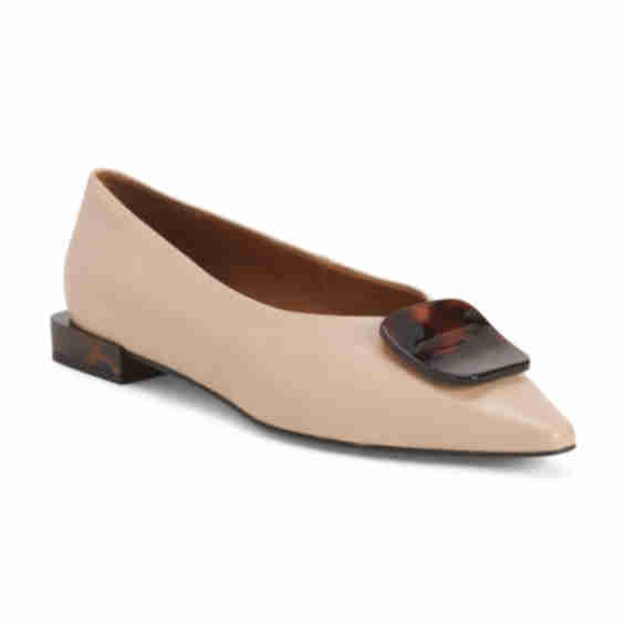 Leather Ornament Ballet Flats