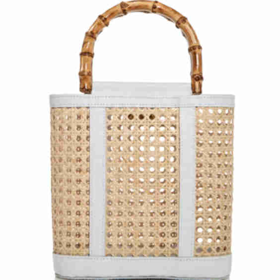 Emerald Open Weave Rattan Mini Tote Bag