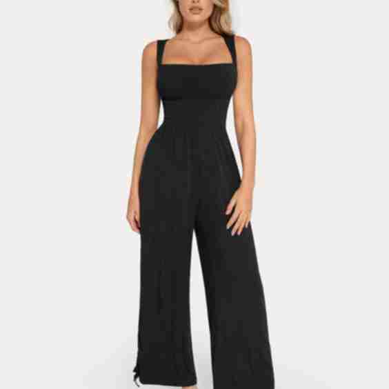 Shapewear Square Neck Tummy Control Wide Leg Jumpsuit