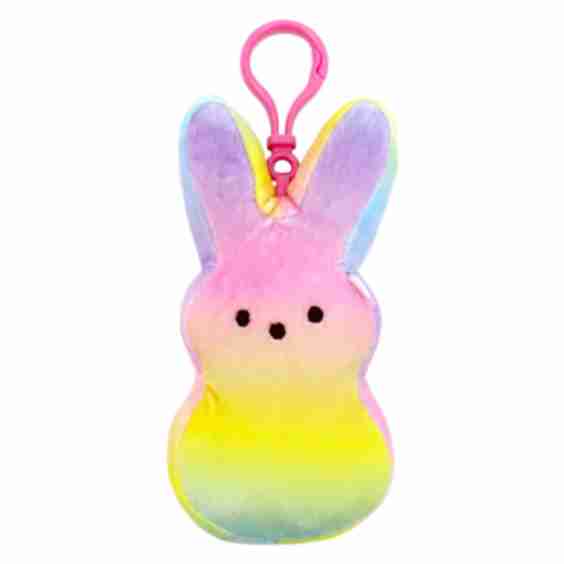 Rainbow Ombre Bunny Plush Backpack Clip