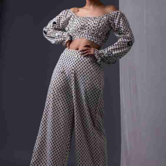 Printed Crop Top & Pant Set