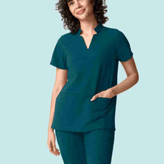 Stand Collar Notch Neck Top