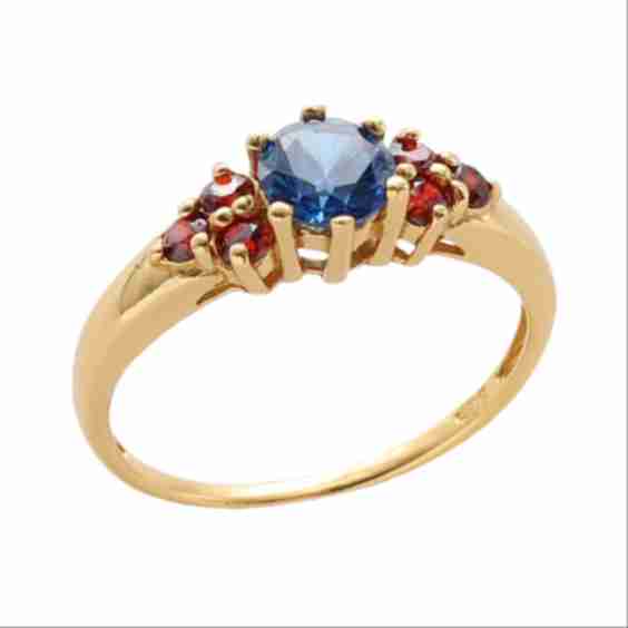 Brigantia Gold And Blue Cubic Zirconia Ring