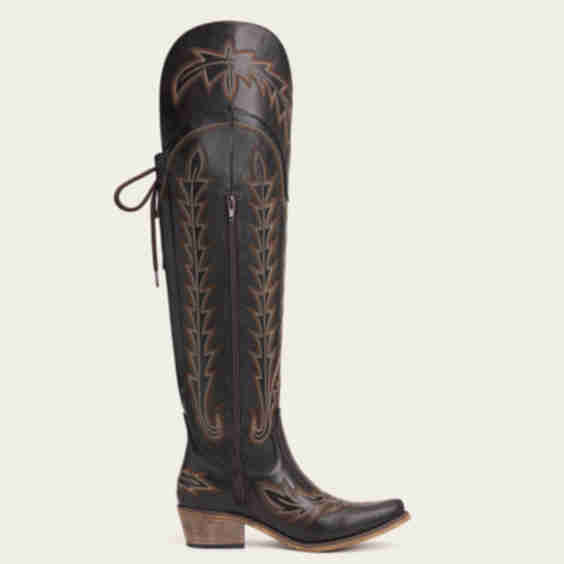 The Ross - Over-The-Knee Cowgirl Boots with Back Tie & Embroidery