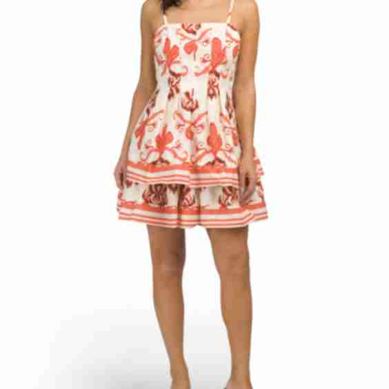Isla Pintucked Printed Mini Dress