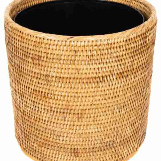 Rattan Round Waste Basket with Metal Liner