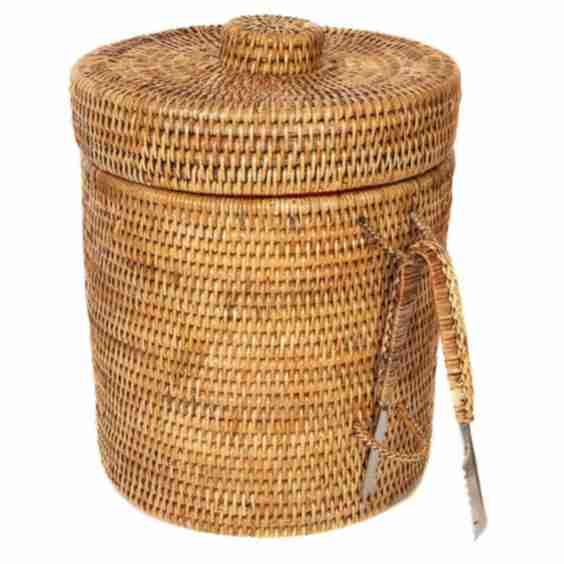 Rattan Ice Bucket With Tongs