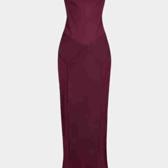 Cowl Neck Satin Panel Gown
