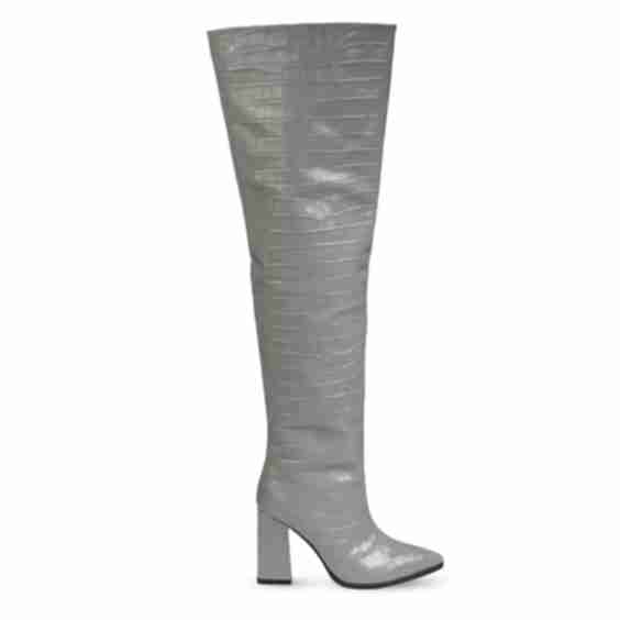 Roma Crocodile Print Over Knee Boots