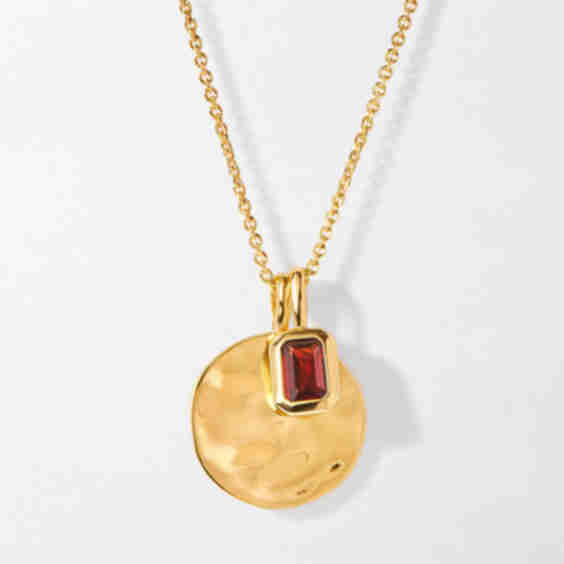 Coin Deco Birthstone Necklace