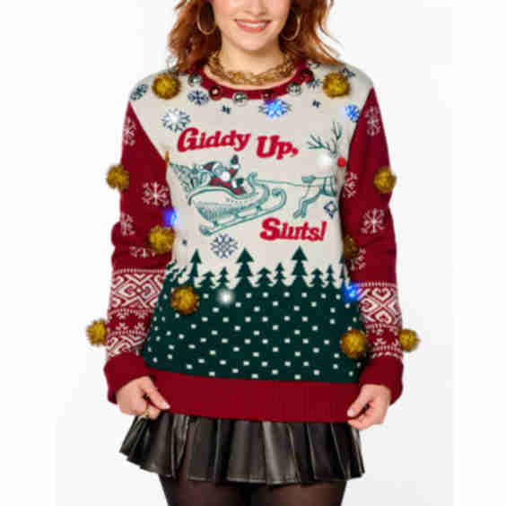 Light-Up Giddy Up Sluts Christmas Sweater