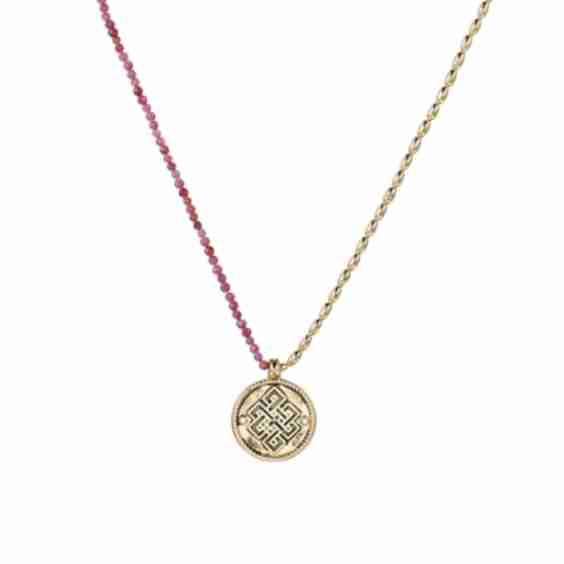 Three Charms Venus Bound The Endless Love Knot Crystal Beaded Necklace Lepidolite