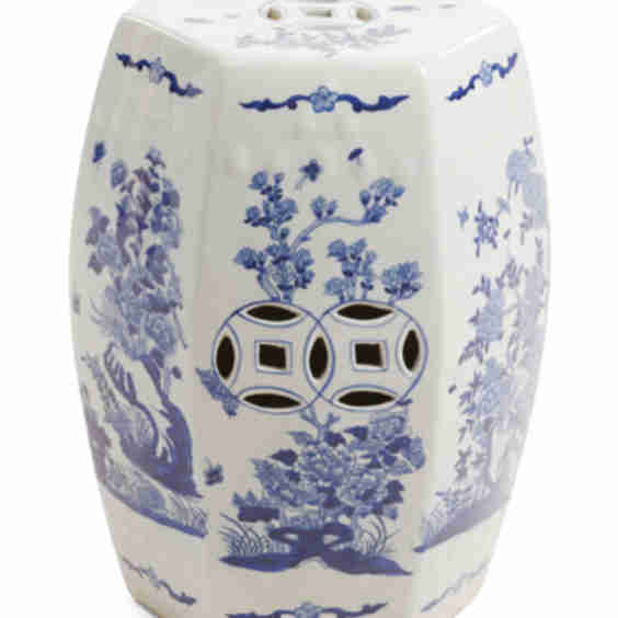 14x19 Hexagonal Floral Bird Stool