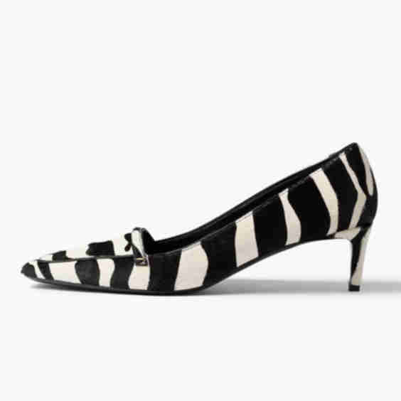 Zebra Print Square Toe Slip-On Loafer Heels