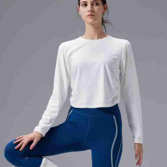 Ruched Crewneck Long Sleeve Shirt