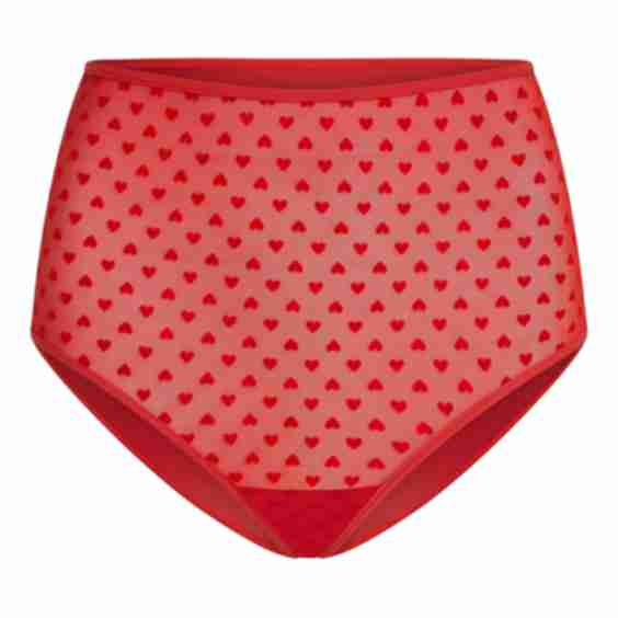 Heart-Pattern High-Waist Briefs