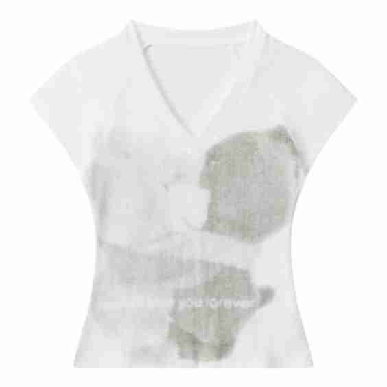 Faded Hug V Neck Soft Focus Tee