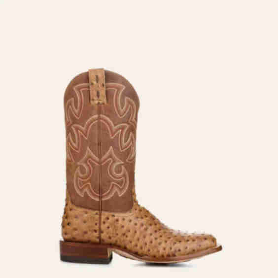 Endurance Ostrich Print Wide Square Toe Cowboy Boots
