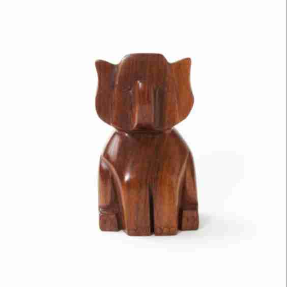 Trunk Up Elephant Eyeglass Holder Stand Hand Carved Wood