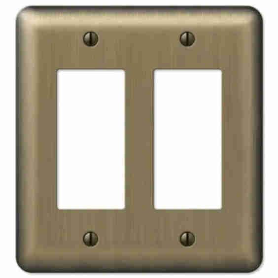Devon - Brushed Brass Decorative Double Rocker Wallplate