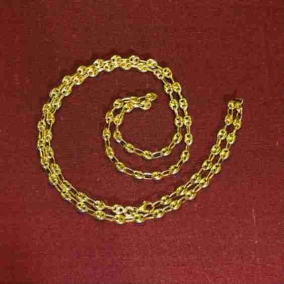 4mm Gucci Link Puff Link 14K Gold Necklace Chain