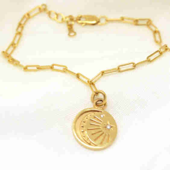 Moon Charm Diamond Vermeil Bracelet