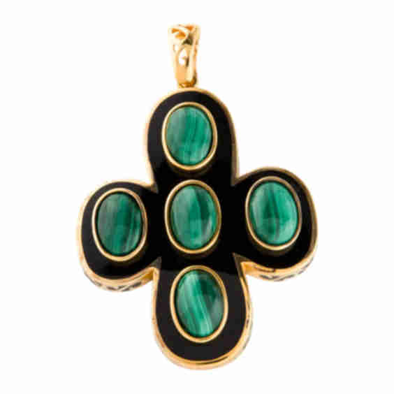 Malachite & Resin Large Cross Pendant (Pre-Owned)