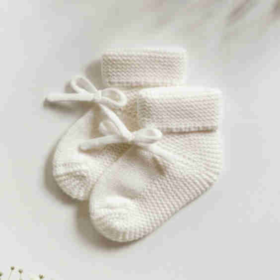 Organic Cotton Newborn Booties, Size 0-3m