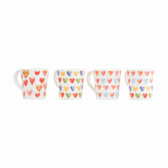 Set of 4 Heart Mugs