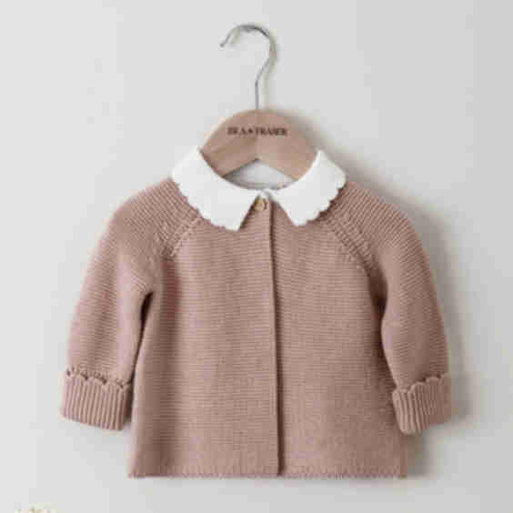 Organic Cotton Scallop Collar Baby Cardigan