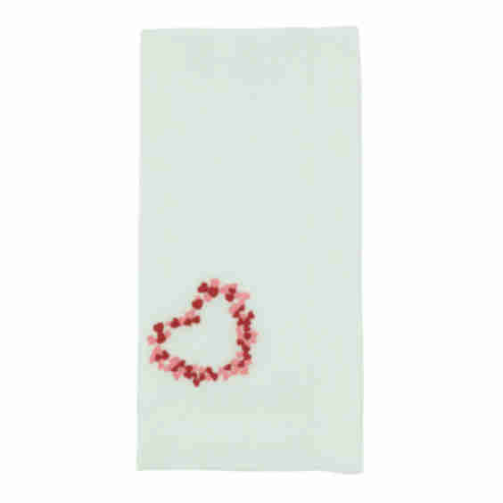 Embroidered Hearts Dinner Napkin