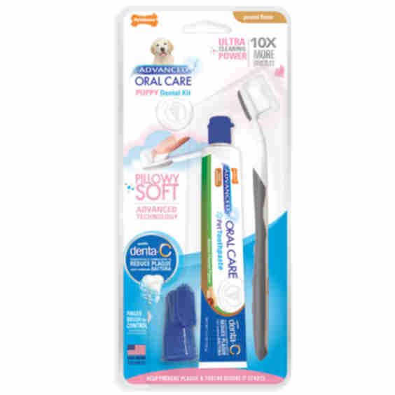 Advanced Oral Care Peanut Butter Flavor Toothpaste + Soft-Bristle Toothbrush for Puppies