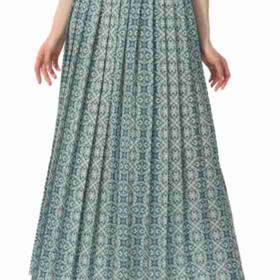 Print Box Pleat Maxi Skirt