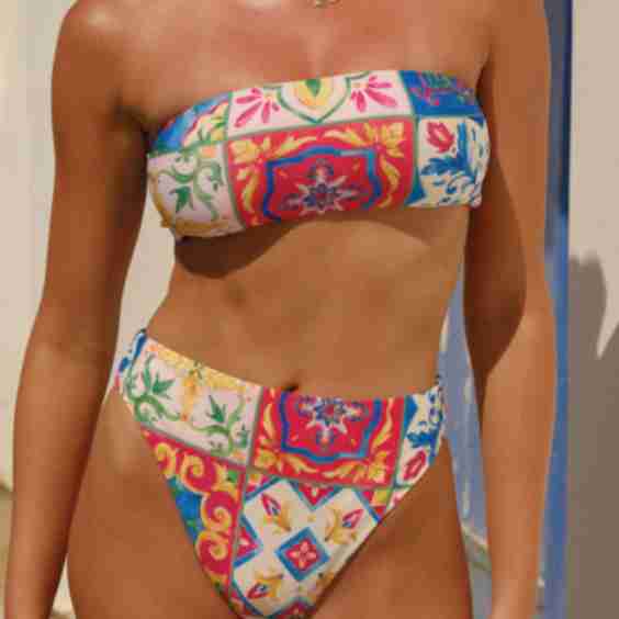  Spanish Tile Reckless Bandeau Bikini Top