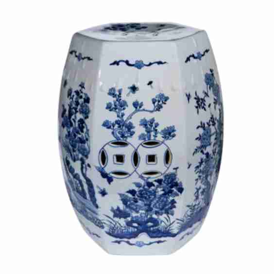 Hexagonal Floral Bird Garden Stool
