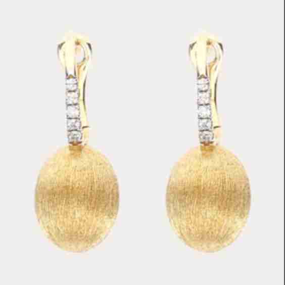 Diamond 18K Gold Baby Ciliegine Drop Earrings