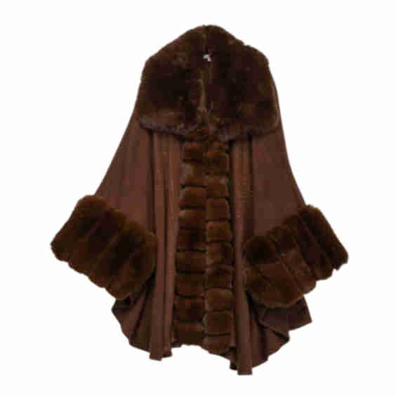 Poncho with A Marked Contrast of Textures