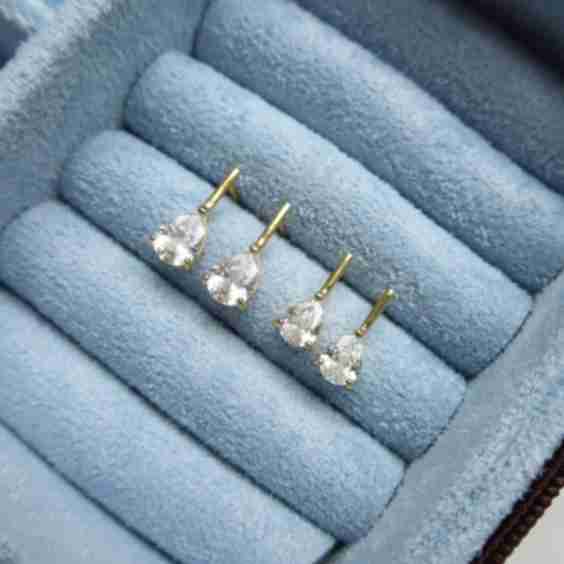 Lucy Sparkle Pear Bar Studs Earrings