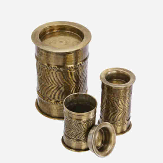Antique Brass Storage Candle Holders