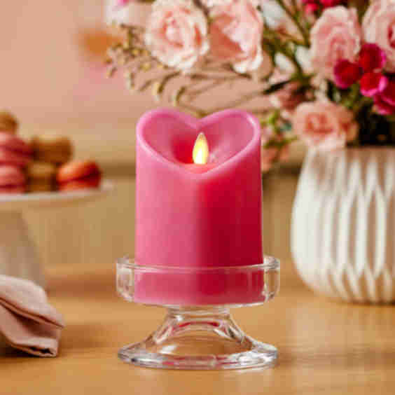 Flameless Candle Heart Pillar