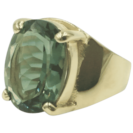 Sterling Gold Vermeil Green Crystal Stone Vintage 1980’s Cocktail Ring