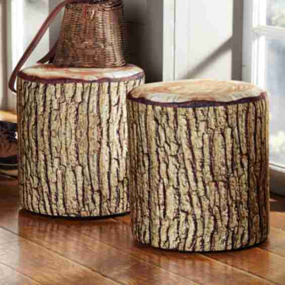 Cushioned Tree Bark Log Seat
