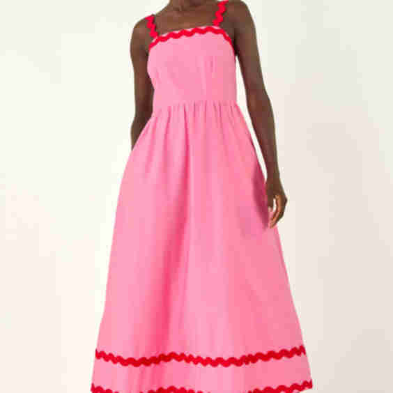 Contrast Ric Rac Midi Dress