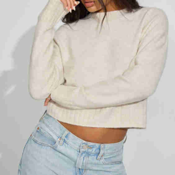 Long Sleeve Spongy Crewneck Sweater