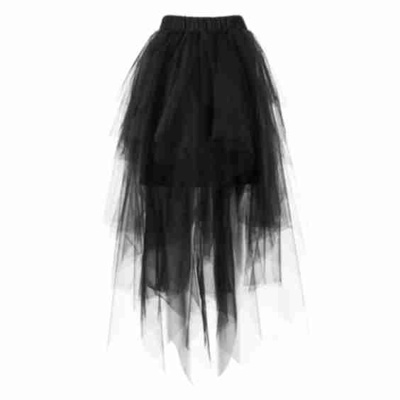 Asymmetric Tulle Skirt with Layers and Elastic Waist – Fully Lined