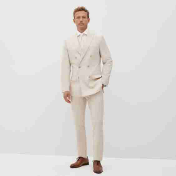 Double Breasted Tan Suit