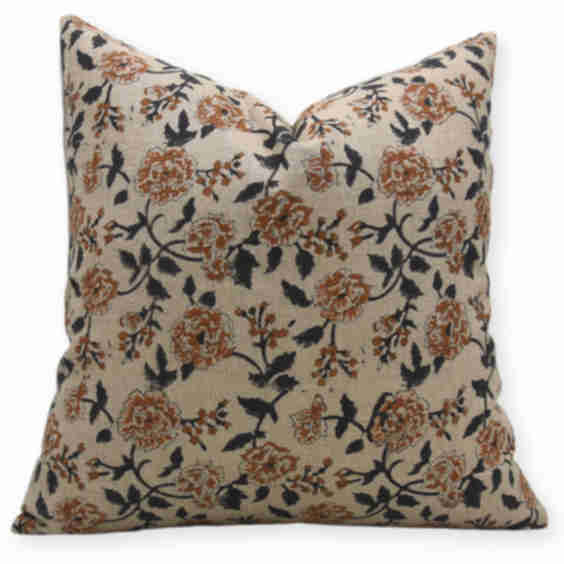Handmade Gray Floral Linen Cover