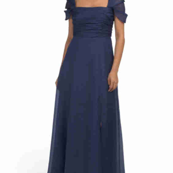 Short Sleeve A-Line Organza Gown Dress