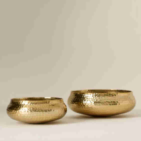 Artisan Pebbled Metal Bowls, Set of 2